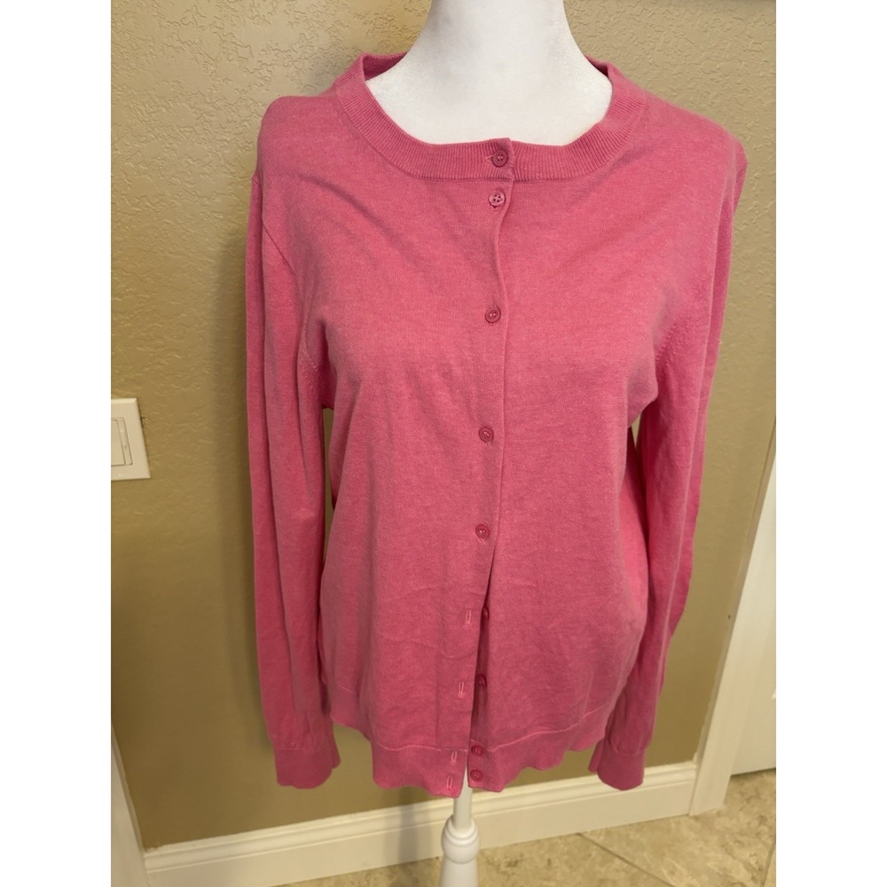 J Crew Women's Cotton Long Sleeve Cardigan, Large, Preppy, Classic